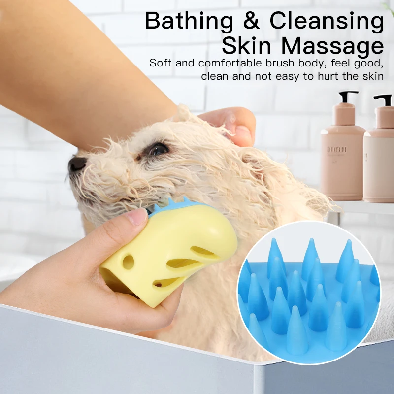 New Design Rubber Slippers Dog Shower Brush Shampoo Massage Dog Bath Brush for Pets Washing