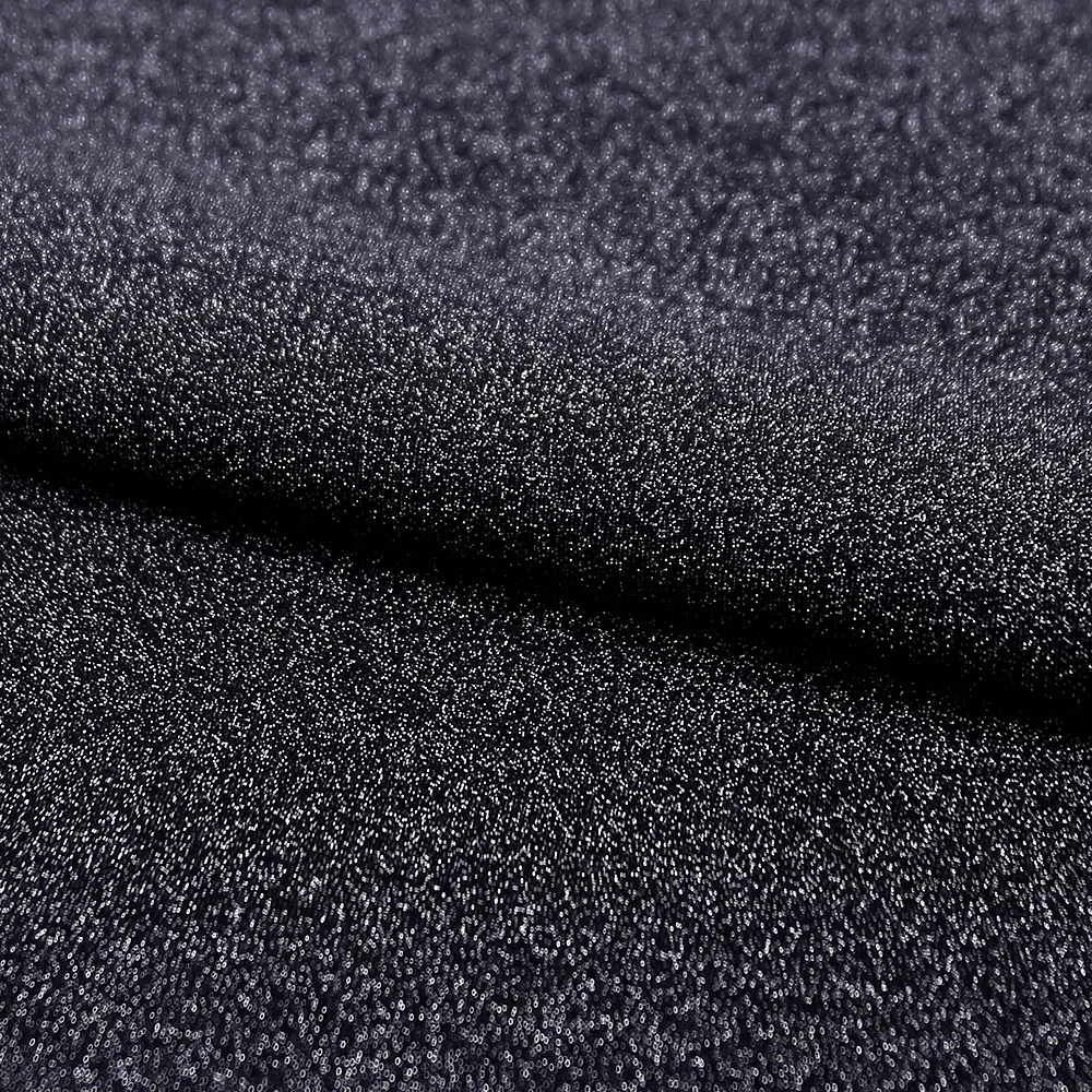 Wholesale 68% nylon 25% spandex 7% silver metallic lurex jersey glitter fabric for dresses performance dance clothes