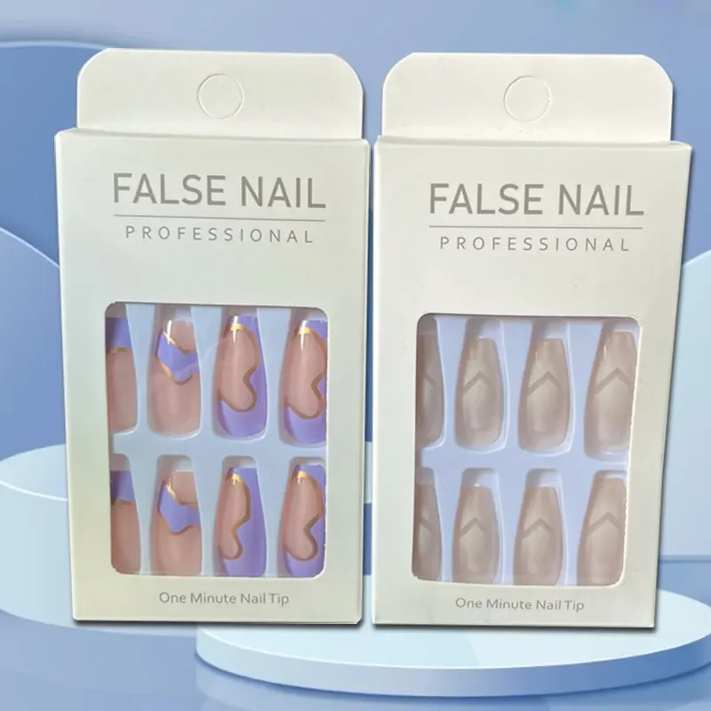 Wholesale Vendor Luxury Long Press On Nails 24 Piece False Artificial Fingernail Acrylic Private Label Fake Nails With Glue