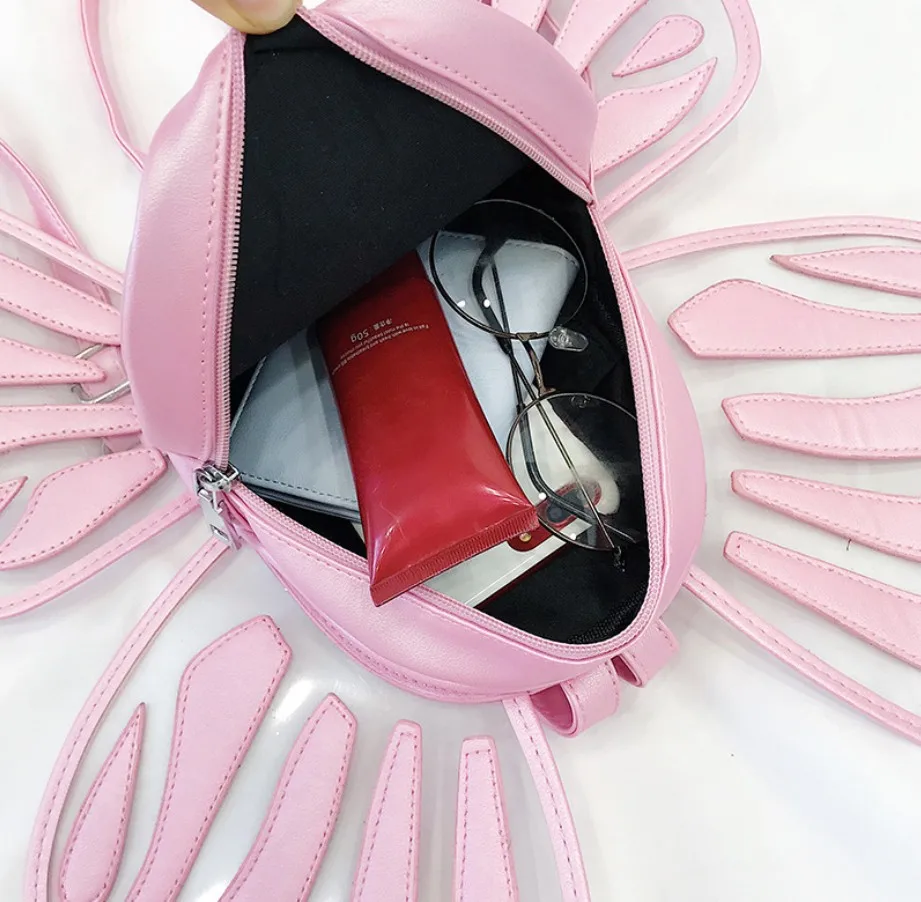 Custom beautiful mini black pu butterfly wings backpack