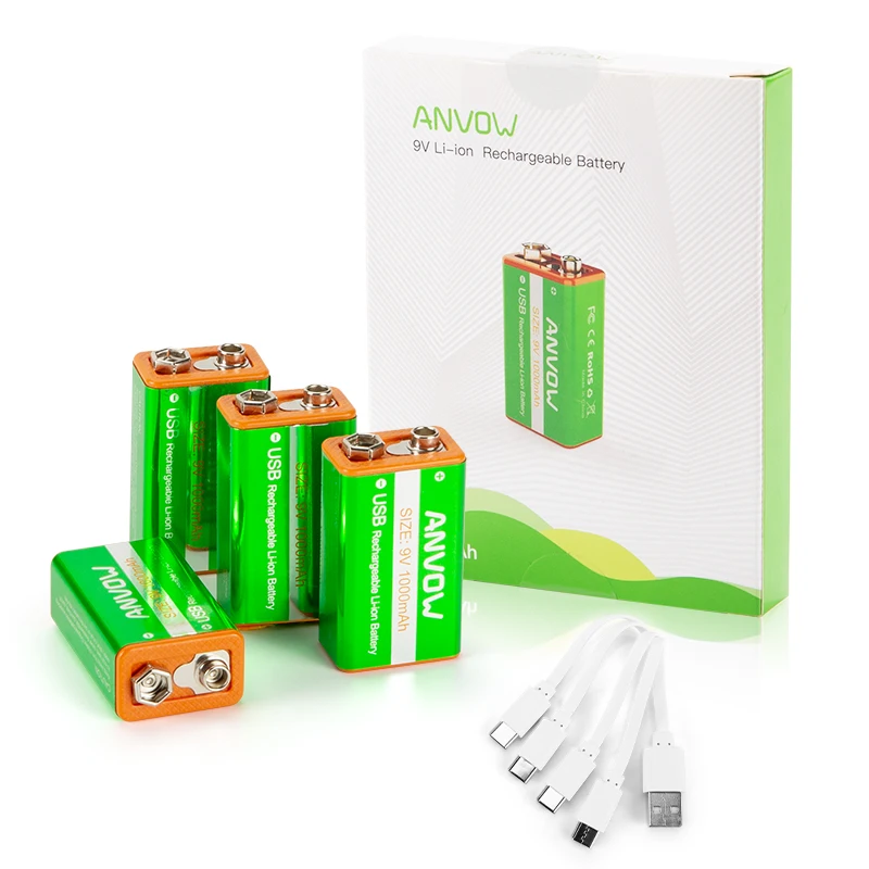 Wholesale Cheaper USB C 9v Rechargeable lithium ion 1000mAh battery Rechargeable USB li-ion battery