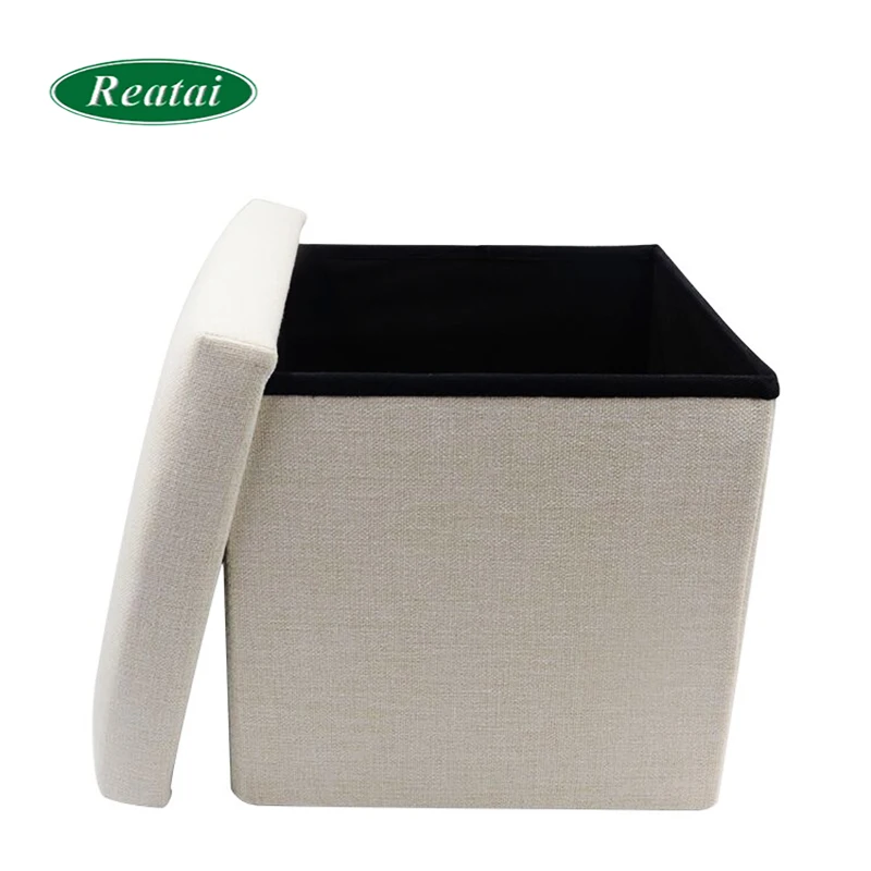Reatai furniture manufacturer printed velvet Fabric Ottoman storage box