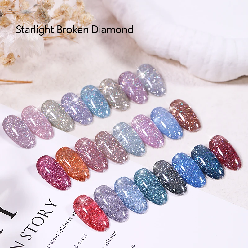 Nails Supplies Salon Gel Uv Custom Logo Oem/Odm Nail  Custom Logo 24Colors Reflective Gel Polish Collection Glitter Nail Gel