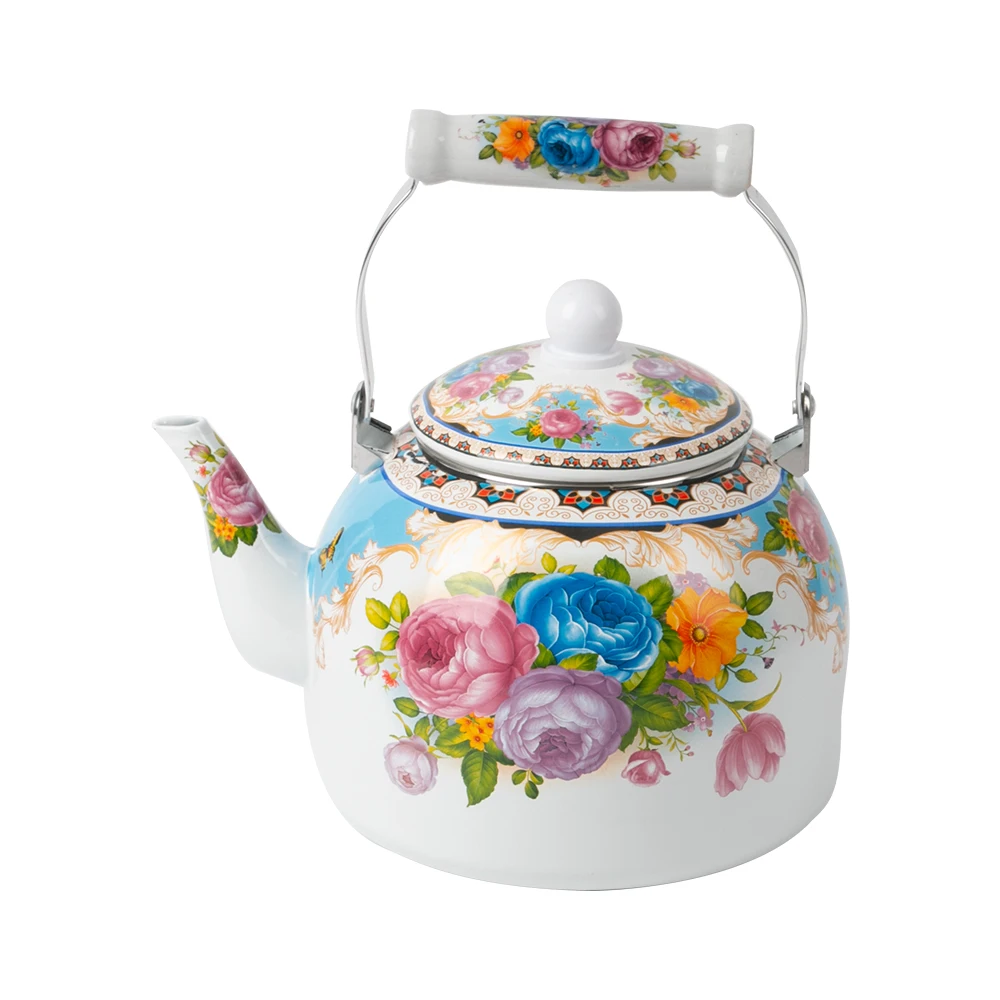 2.5 L camellia flower cast iron enamel kettle and coffee tea or juice flower pot