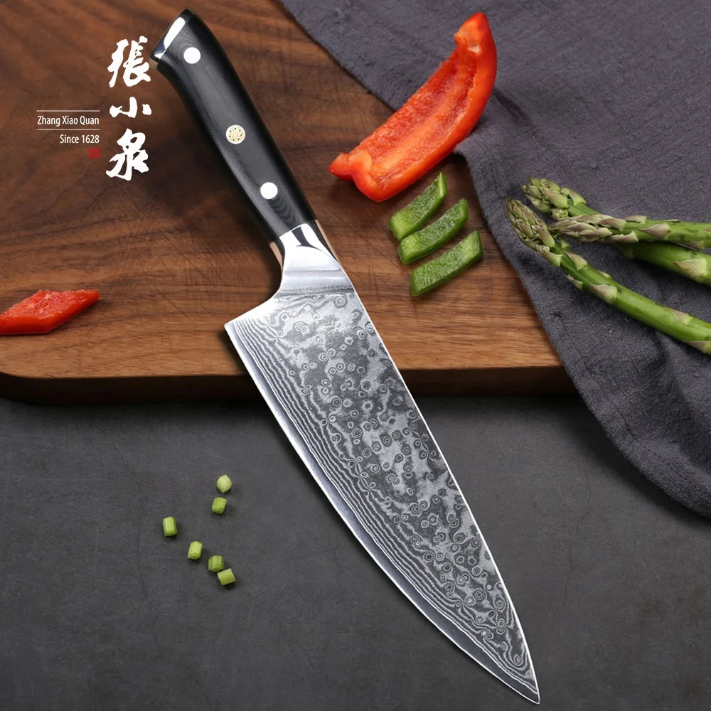 Amazon hot selling high quality vg 10 blade hrc 60 damascus Chef knife kitchen knife