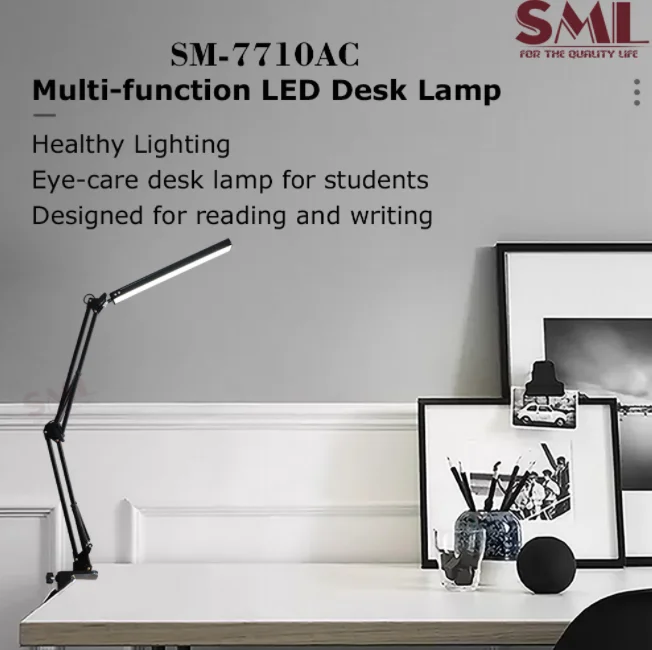 SML Three Grade Dimming Desk Light Office Study  LED Lamp with Timing Function Swing Arm Table Lamps