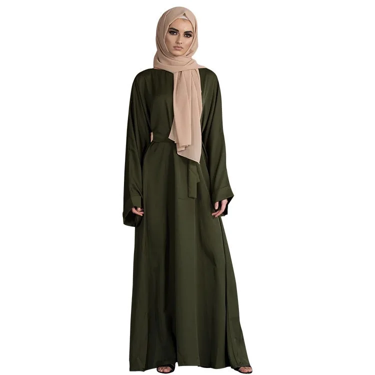 Solid color bell sleeve Muslim women Saudi long dress Indonesia Dubai abaya Jalabiya islamic clothing women