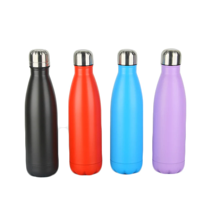 Hot Sale 750ml Cola Shaped Sports Water Bottle 304 Stainless Steel Single Wall Travel Cup with Lid
