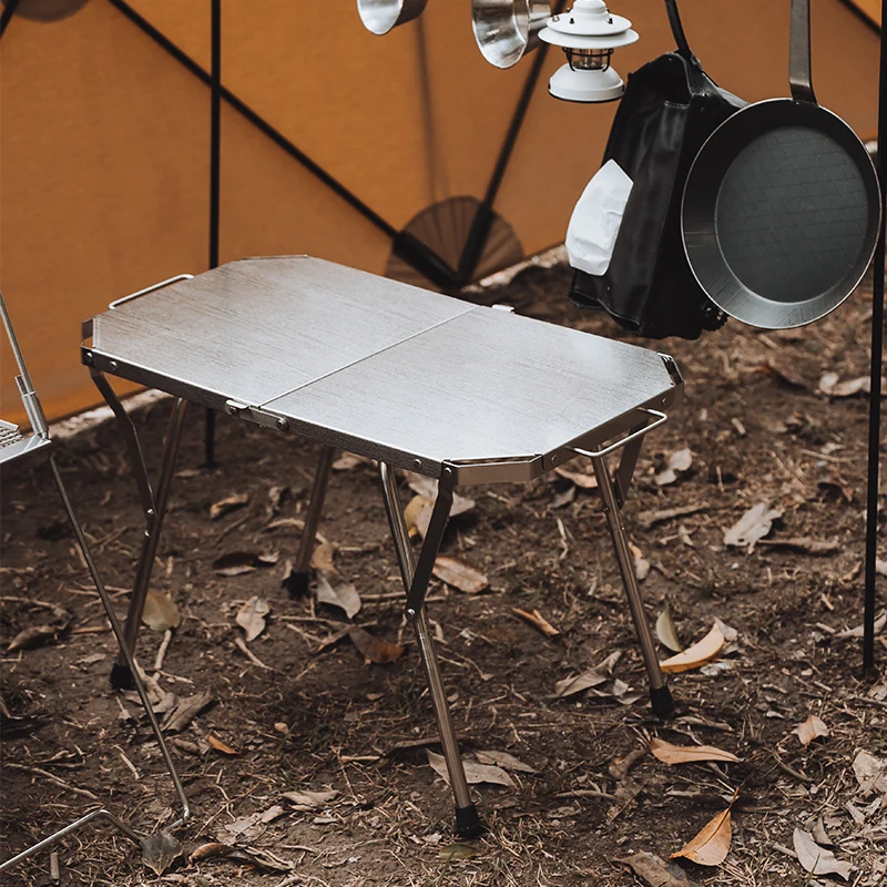 Homful Outdoor Camping Furniture Stainless Steel Portable Folding Glamping Table
