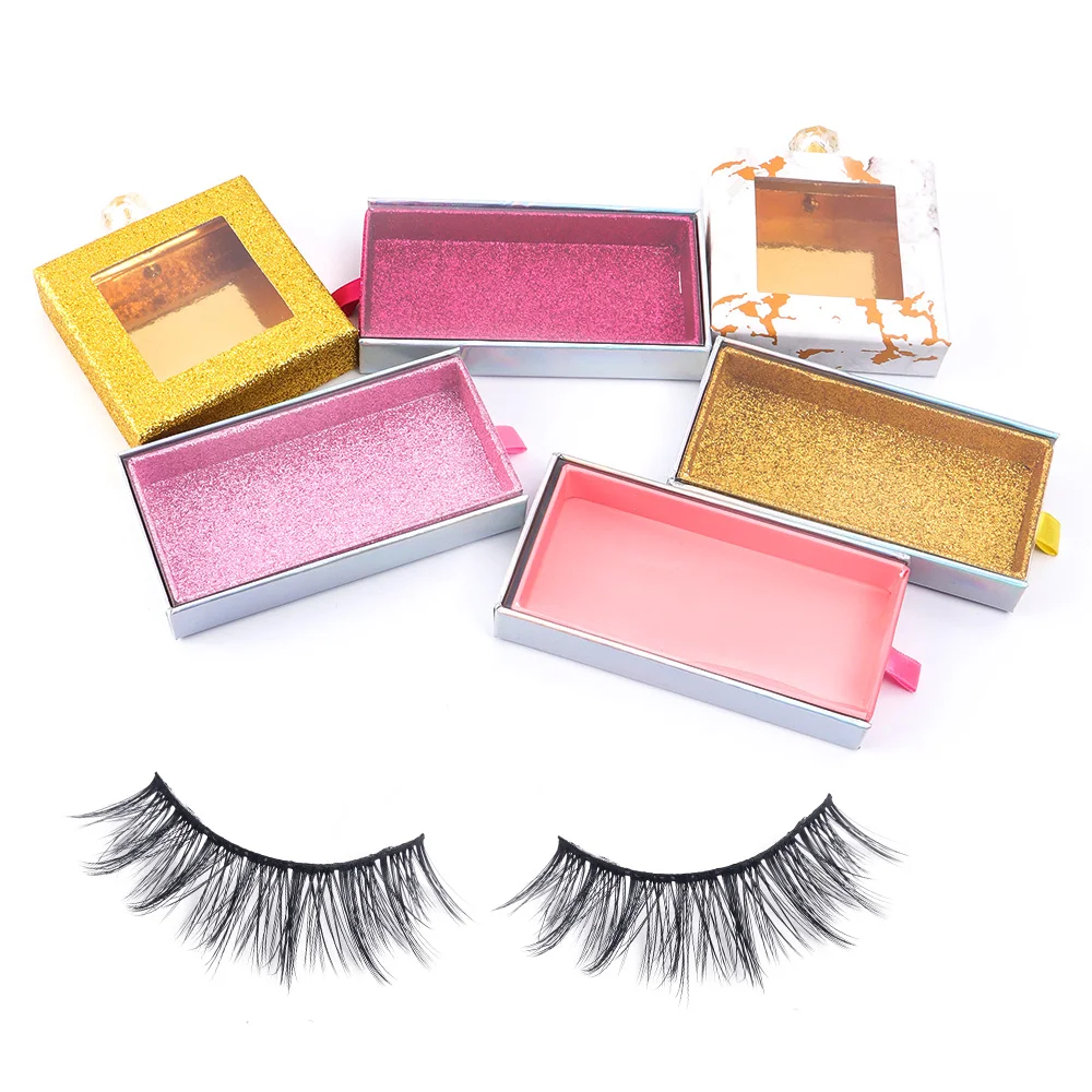 Natural style faux mink lashes wholesale 3d fluffy full strip eyelashes black cotton band false eye lashes