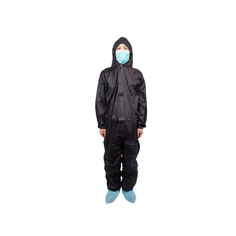 Cheap Waterproof Kids Ppes Disposable Breathable Black Clear Plastic Coverall Suits With Hood Type 5 6