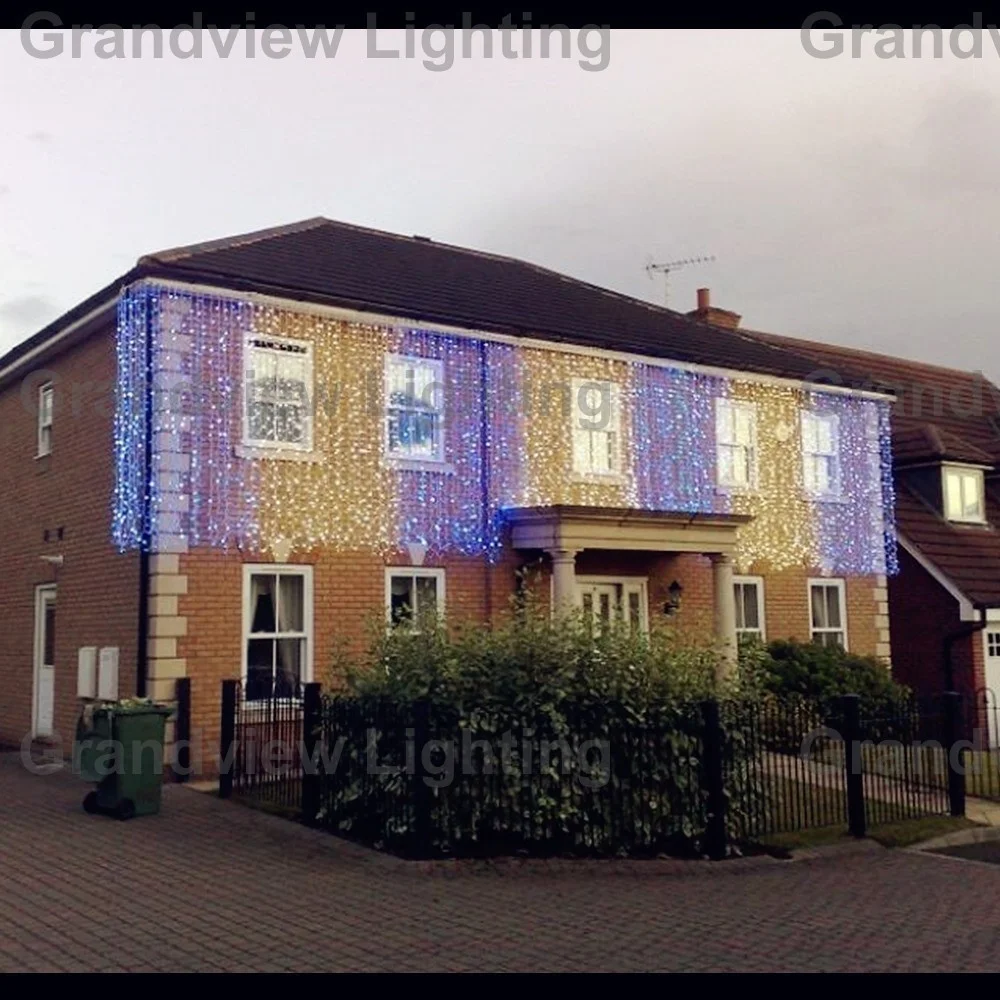 Holiday project light OEM customize outdoor waterproof  CE  RoHS Approve IP65 rubber cable led string light curtain lights