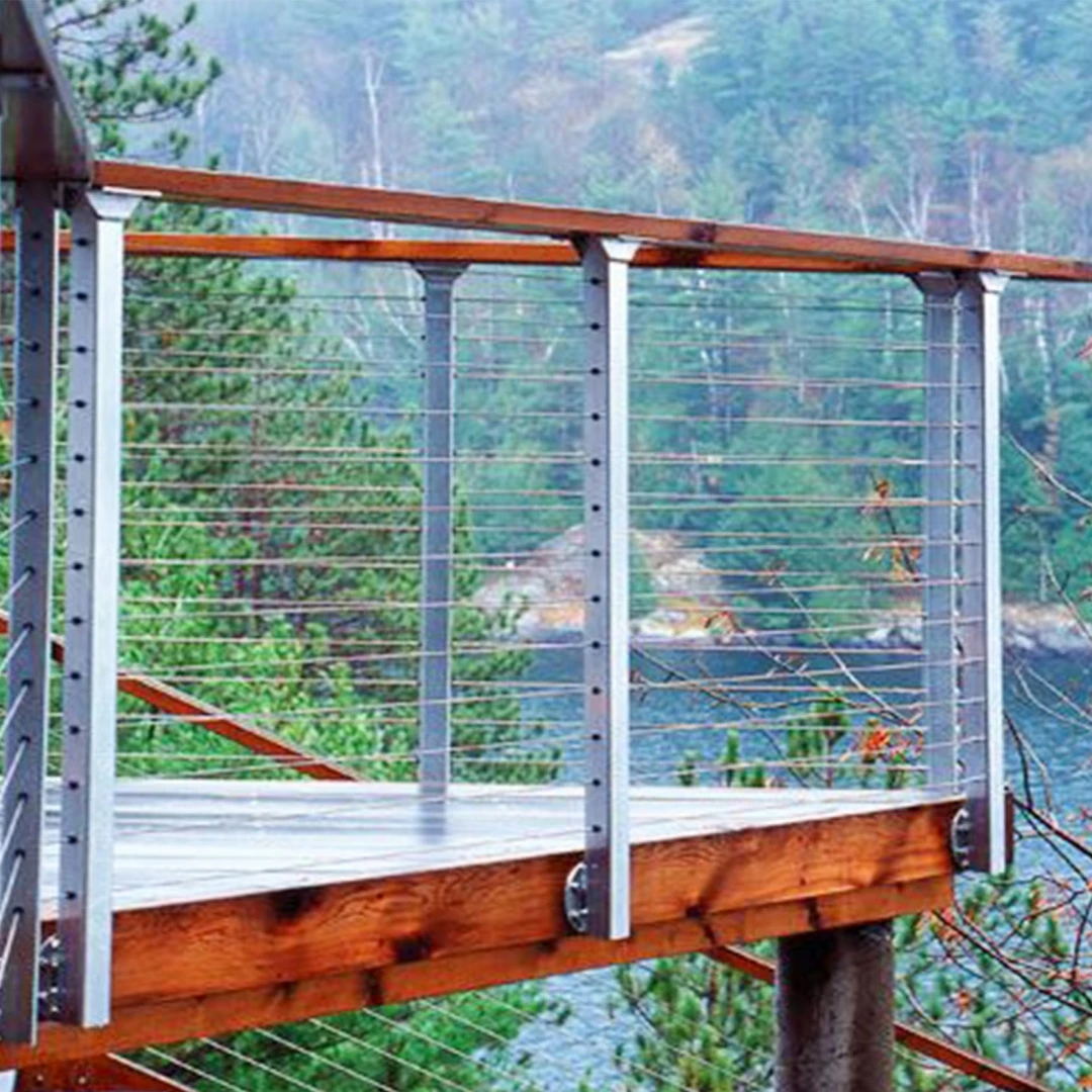 Modern Style 304 Stainless Steel Wire Rope Handrail Fittings Outdoor Deck Diy Cable Railing System