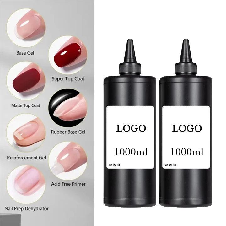 Private Label Professional Nail UV Gel 500ml 1kg 5kg Strong/Diamond/Matte/Rubber/Repair No Wipe Top Coat Base Coat