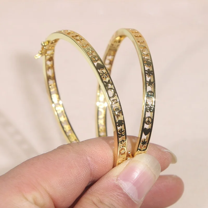 Bling Gold Plated High Polished Geometric Multi Shapes Bangle Bracelet For Women Party Gift Fashion Jewelry