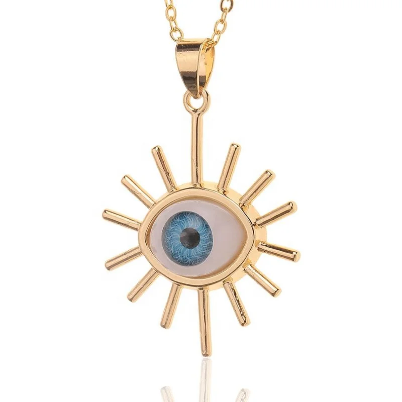Copper Plated True Gold Hip Hop Personality Necklace Cross border Pop Fashion Jewelry Pendant Evil Eye Pendant