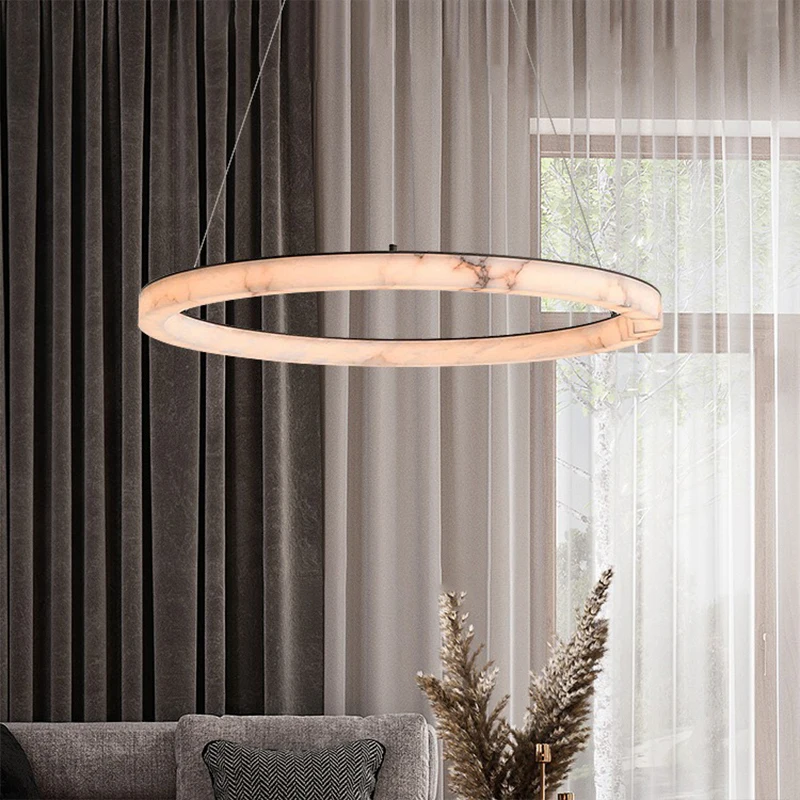 Spanish Marble Wabi-Sabi Style Restaurant Chandelier French Style Simple Bedroom Entrance Luxury Lamp Round