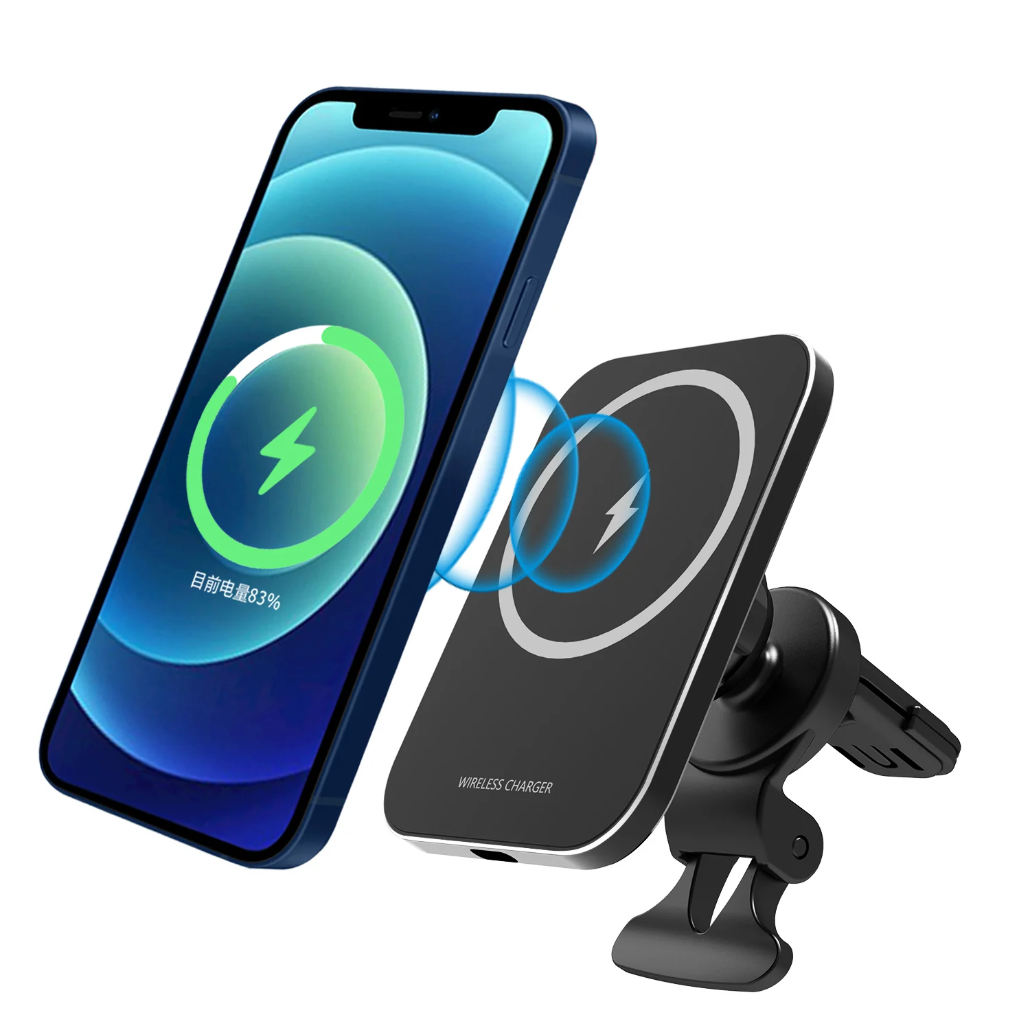 Upgraded New Product Portable Magnetic 15W Fast Charging Mount Phone Holder Wireless Car Charger