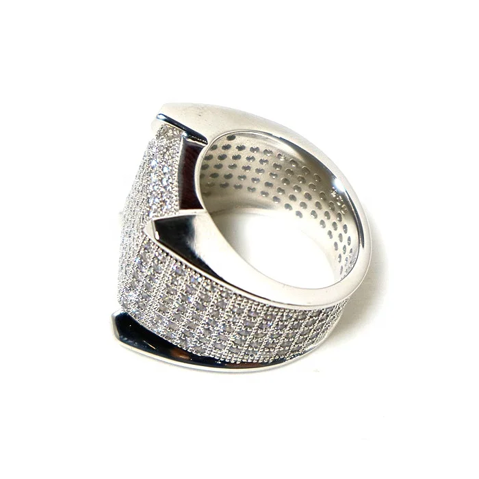 Iced Out Vvs Emerald Cut Diamond Ring 925 Sterling Silver Mens Hiphop Skeleton Moissanite Diamond For Woman Men