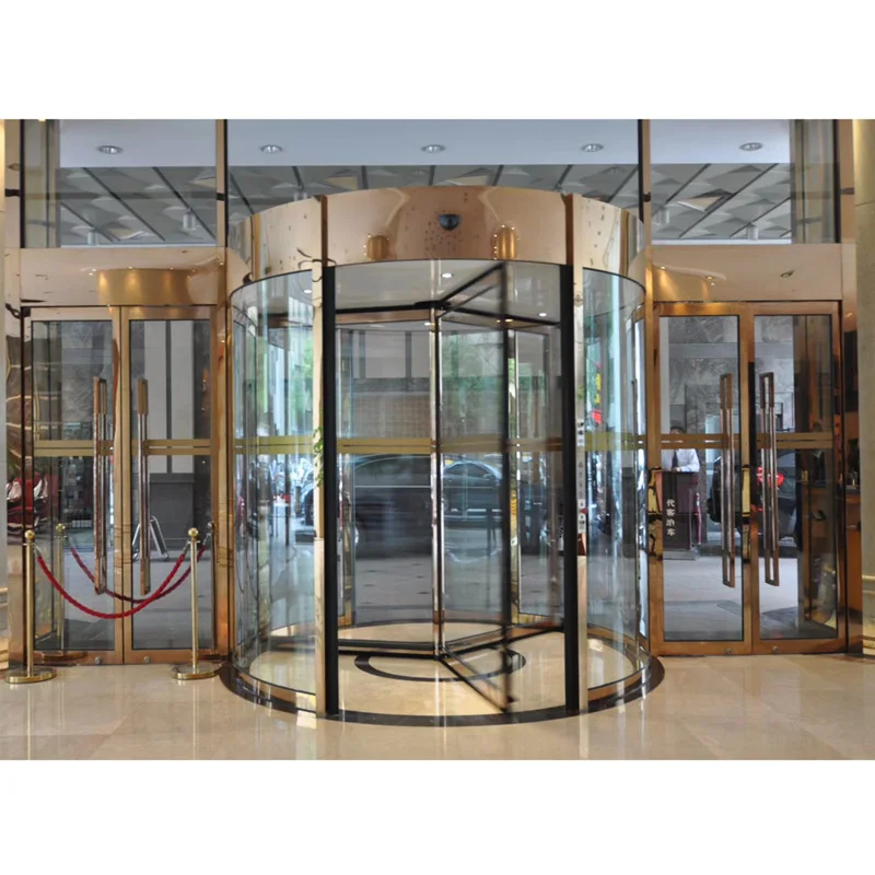 Customized Light Grey Modern Doors Kit 2 3 4 Wing Automatic Revolving Door Manufacturer
