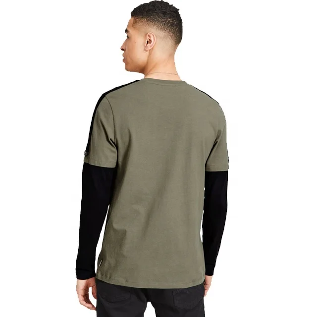 
Custom double sleeve t-shirts mens long sleeve t shirts with straps 