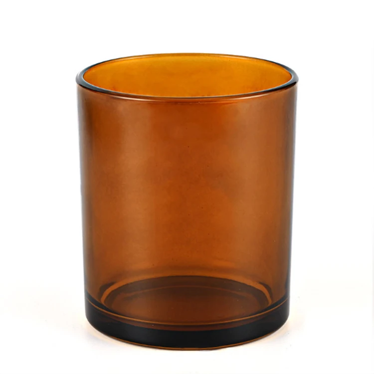 2022 Hot Selling Glass Candle Jars Amber Frosted Jars For Candles With Wooden Lid