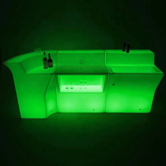 New Style Long Curve led Bar Counter led high bar table