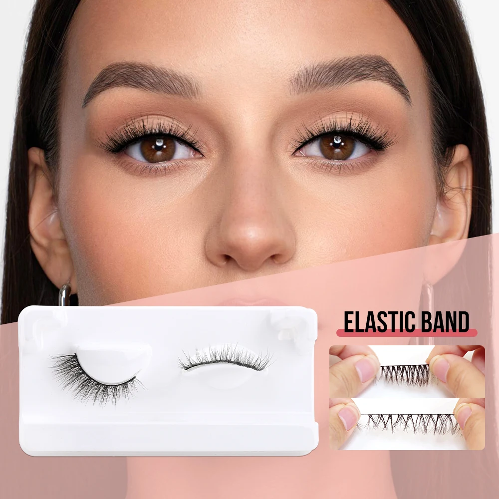 New beauty lashes elastic band high quality custom faux mink strip lashes 3d natural eye lashes