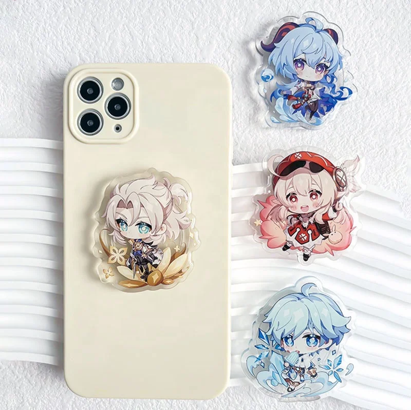 Factory Custom Transparent Epoxy Acrylic Mobile Phone Grip Cartoon Anime Pop Sockets Phone Holders Stand