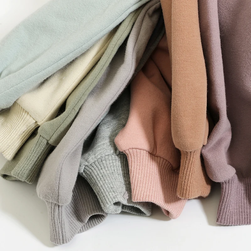 Custom Embroidery Organic Cotton Autumn Kid Top Long Sleeve Plain Round Neck Soft Knitted Terry Children Boy Sweatshirt Hoodie