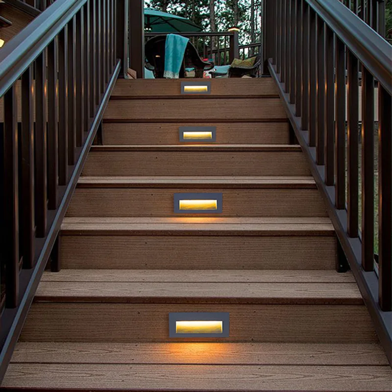 Outdoor Stair Light Modern Style Aluminum IP65 Led Recessed Light Step Ramp Lighting