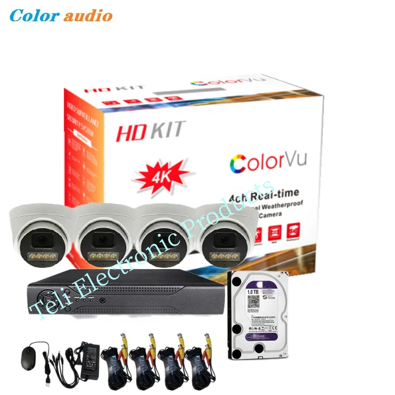 Система мониторинга безопасности Hd 4CH Cctv 1 ТБ DVR купольная домашняя камера TVI 1080P Suite полноцветная аудио 3 6