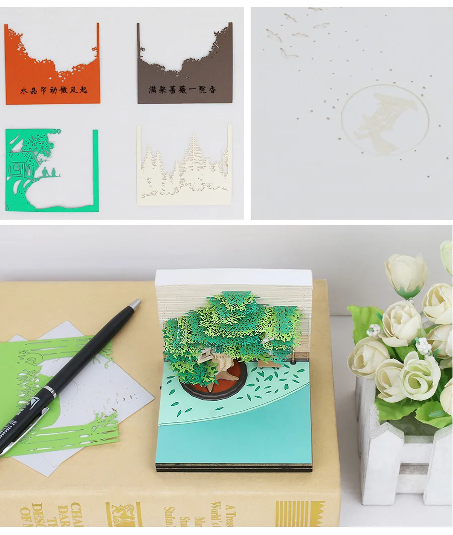 Shanghai Attractions Series 3d Paper Craft Album Bookmark Notes Paper Memo Cubes