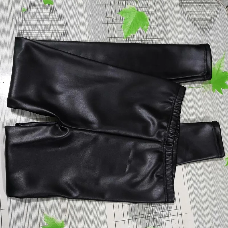 
New 2021 winter Custom Kids Children Leather Leggings Wholesale Custom Tight Leather Winter Soft Children thin Leggings 