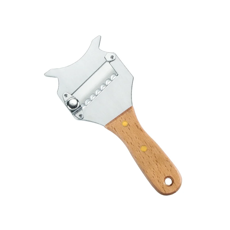 Professional Matt Adjustable Stainless Steel Cheese Truffle Slicer With beech Wood Handle