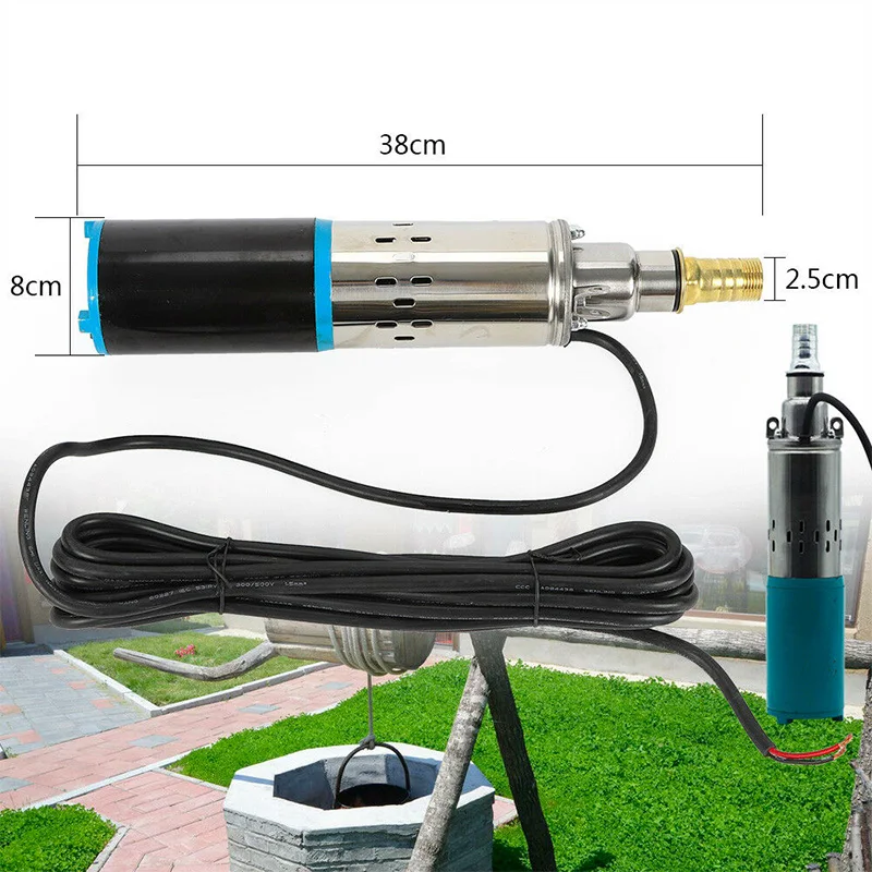 ZOHAG DC 12V Farm & Ranch Solar Water Pump Submersible Well Booster Pump 100ft Lift