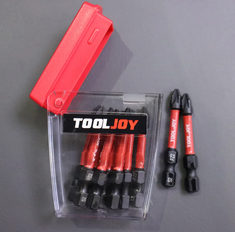 TOOLJOY High Torque Hardness Small Plastic Box 50mm PH2 Pz2 T30 Impact Screwdriver Bit Kit Hand Tool