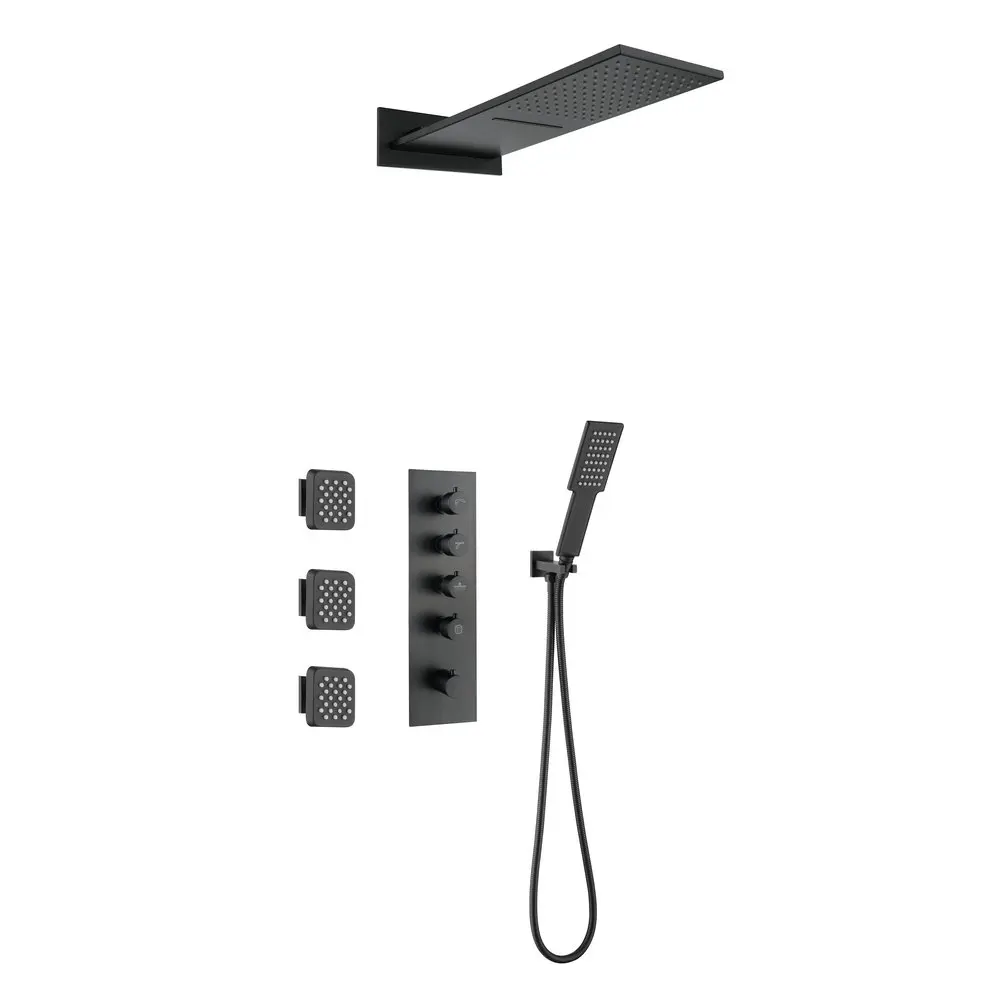 China best bath rain shower set factory in Foshan Guangdong with waterfall and spa shower jets