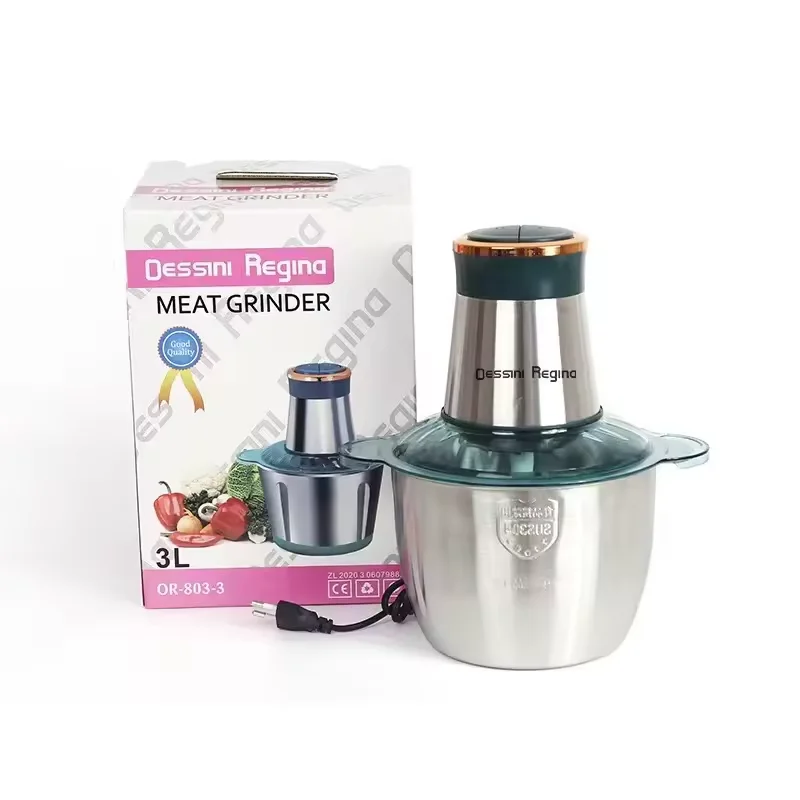 2022 Hot Sell 3L Small Meat Chopper Best Home Kitchen Food Cheap Stainless Steel Electric Meat Grinder For Sale