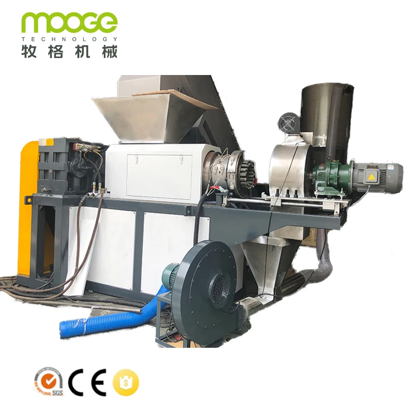 Waste PP PE Film Bag Recycling Plastic Granule / Pellet Squeezer Dryer