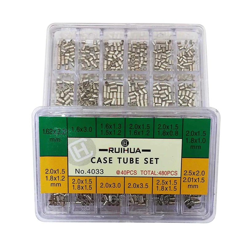 Stainless Steel Watch case Tube Set with 12 Grids Plastic Box Repair Tool for Parts