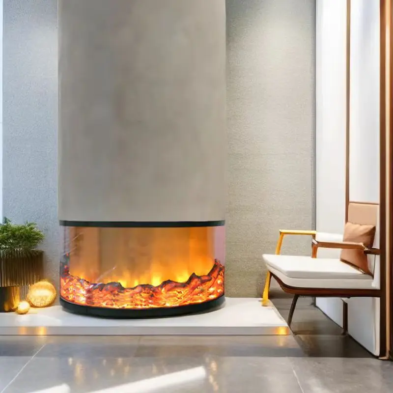 Cylindrical fireplace 500mm diameter circular 2D LED light electronic fireplace