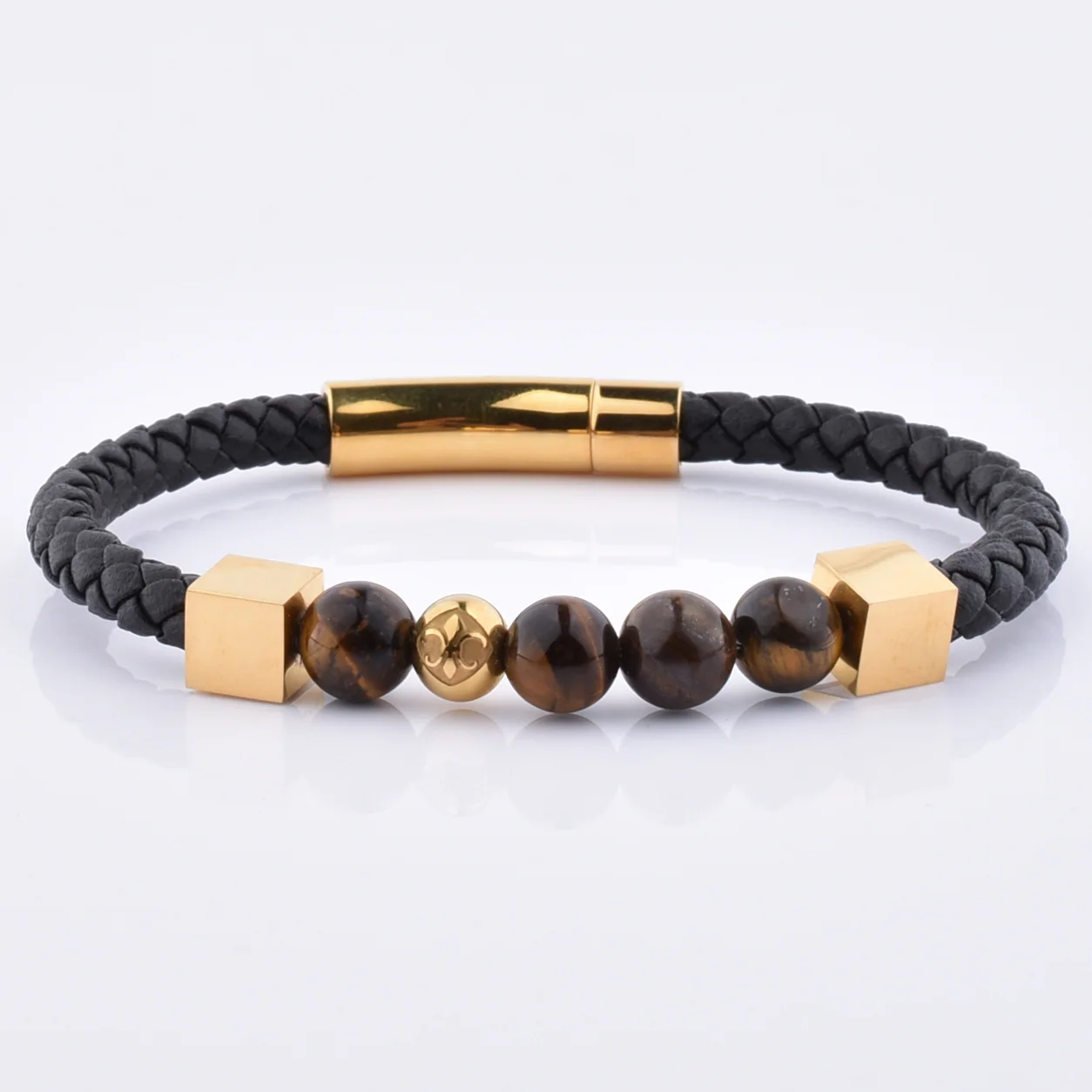  Новый браслет из натурального камня для мужчин и женщин красный кожаный с магнитной застежкой