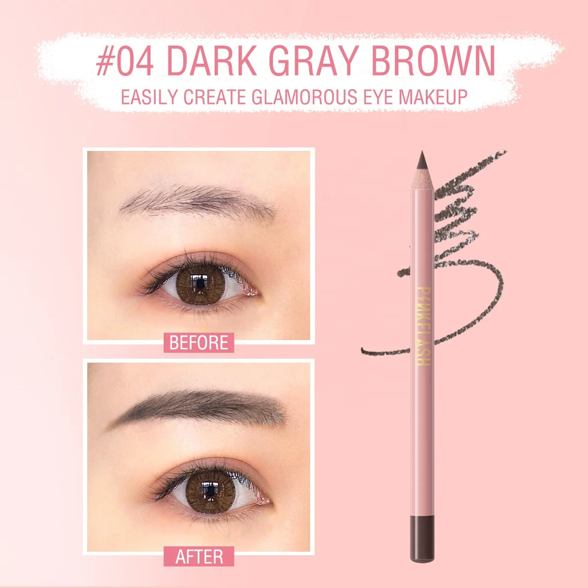 PINKFLASH PF-E02 Waterproof Durable Soft Dry Eyebrow Pencil Create Perfect Eyebrow