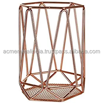  Железной проволоки инструмент Caddy посуда держатель деревянное основание меди для хранения и порядка Сделано в Индии по ACMI дома с покрытием из металлической сетки