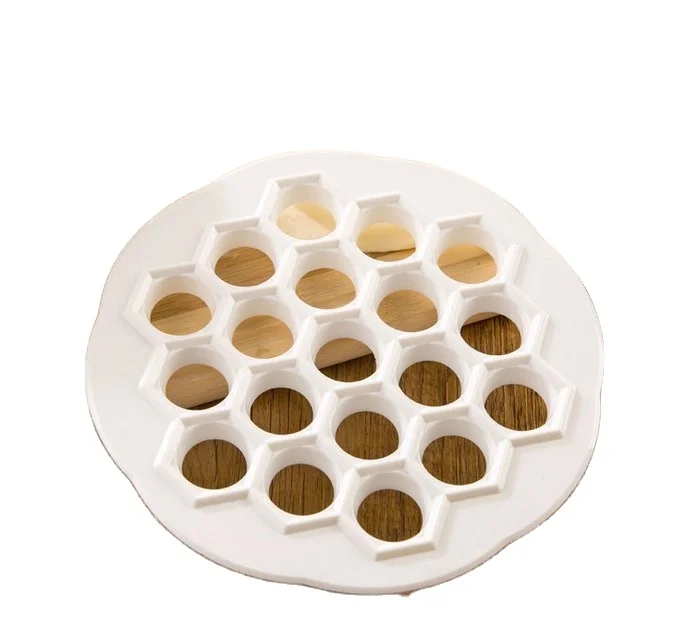 Kitchen Pastry Tools White Plastic Dumpling Mold Maker Dough Press 19 Holes Dumplings