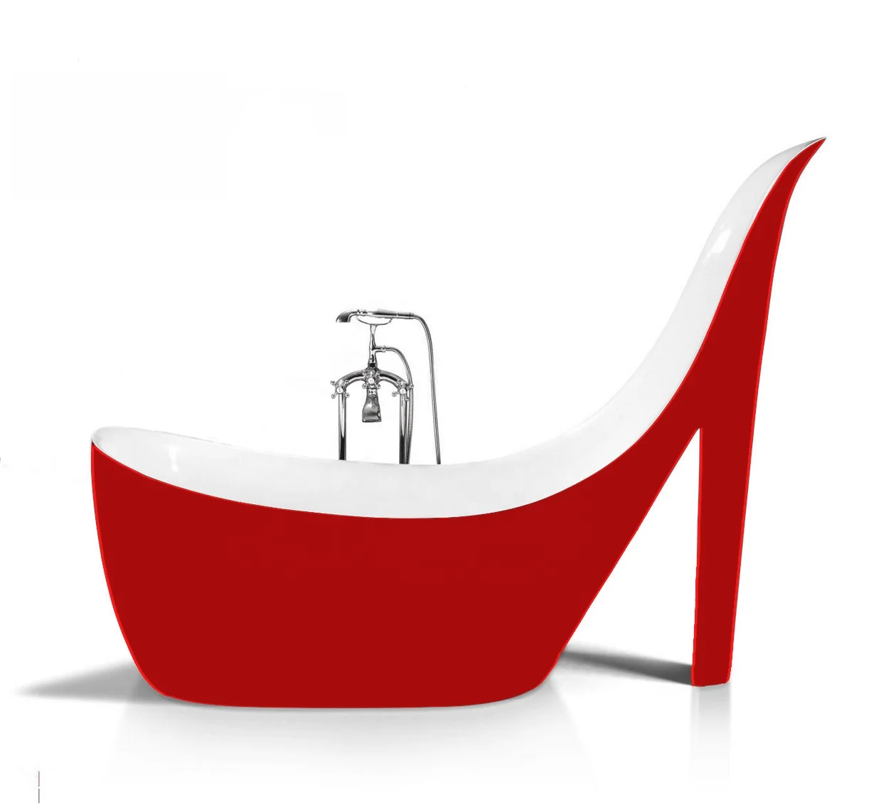 
Hot sale modern design cheap acrylic freestanding soaking bath tub red high heeled shoes free standing bathtub for bathroom 