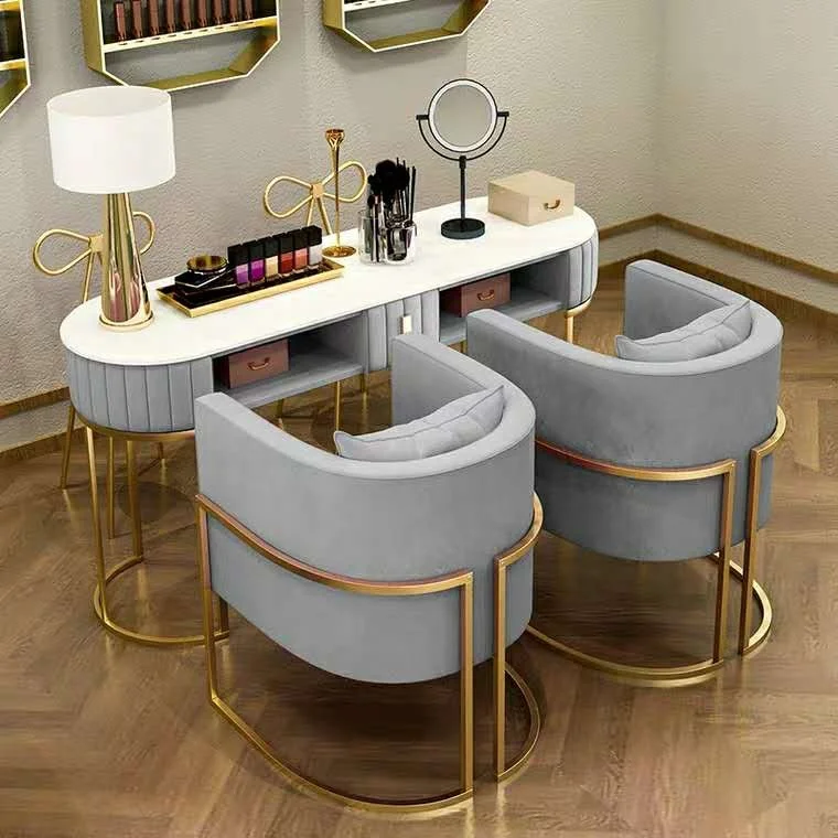 simple Marble manicure table and chair set combination beuty salon chair cheap modern nail table