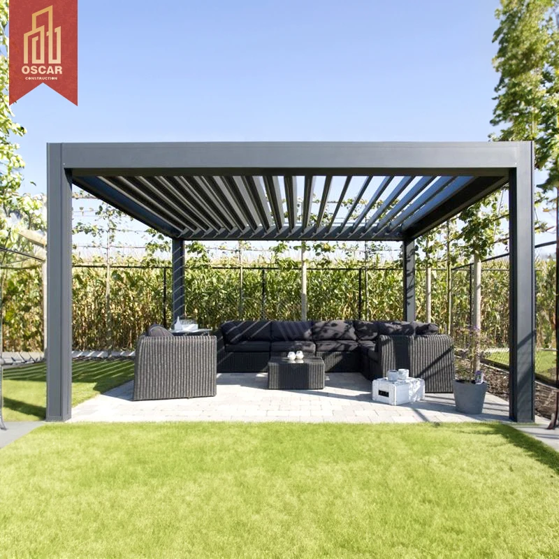 Custom Electric Patio Canopy Gazebo Outdoor Waterproof Aluminium Pergola Opening Louvred Roof Pavilion