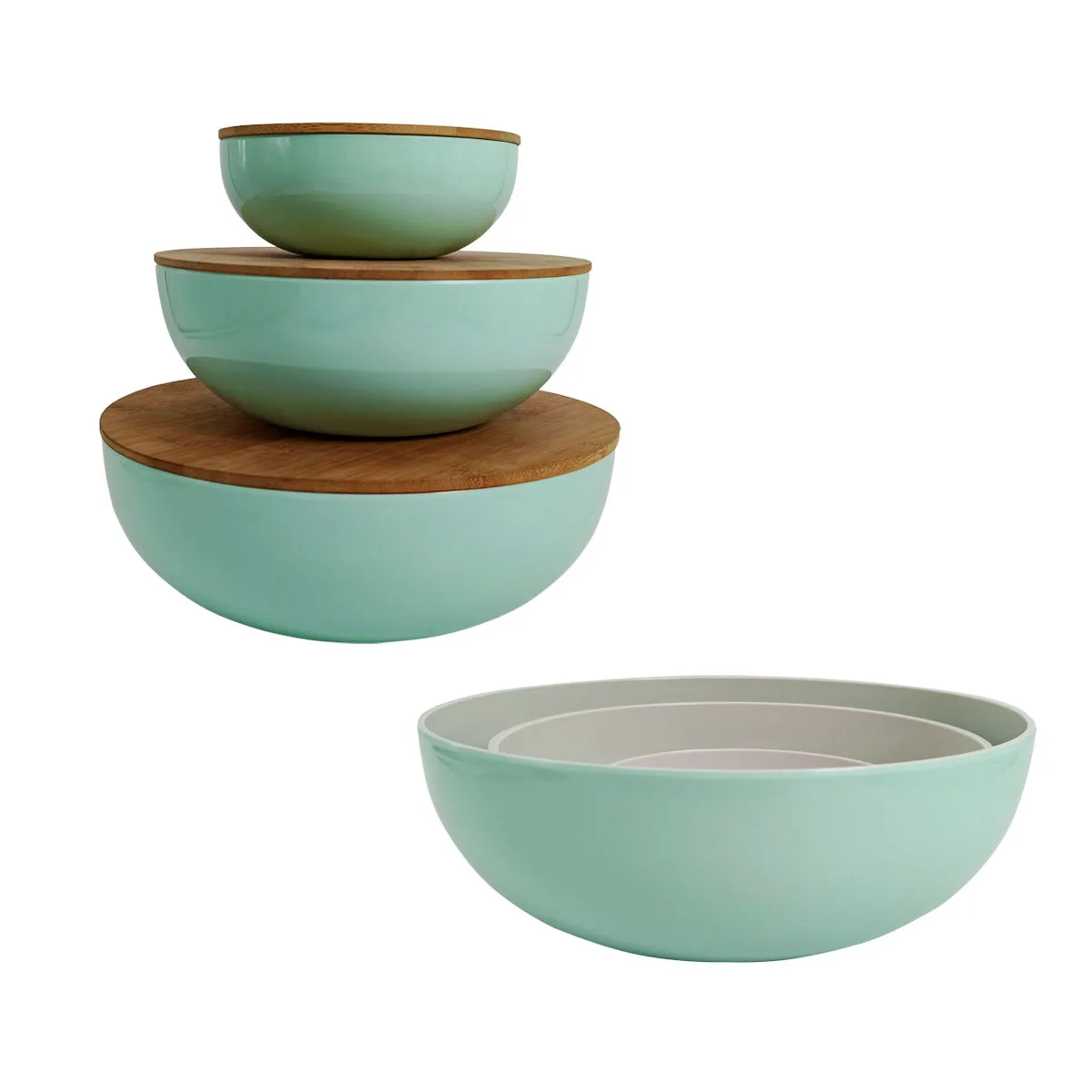 
Melamine mixing bowl with large capacity with a bamboo lid 